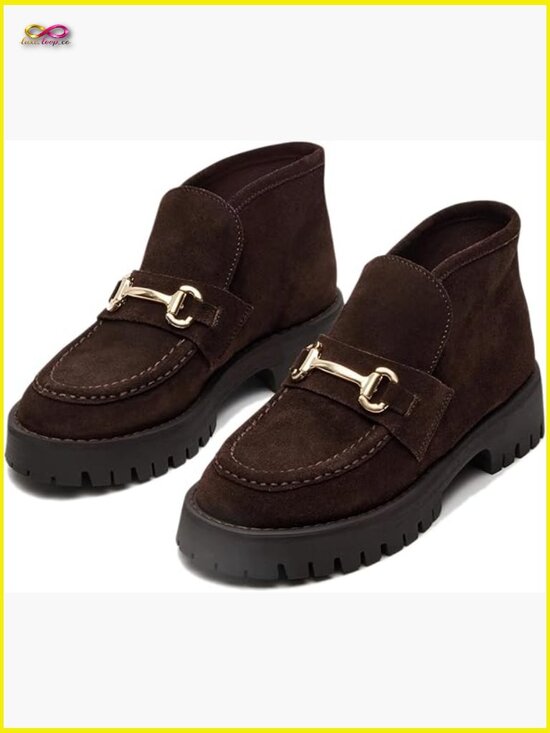 Shoes - Platform Chunky Heel Ankle Boots Slip On Suede Comfort Winter Booties